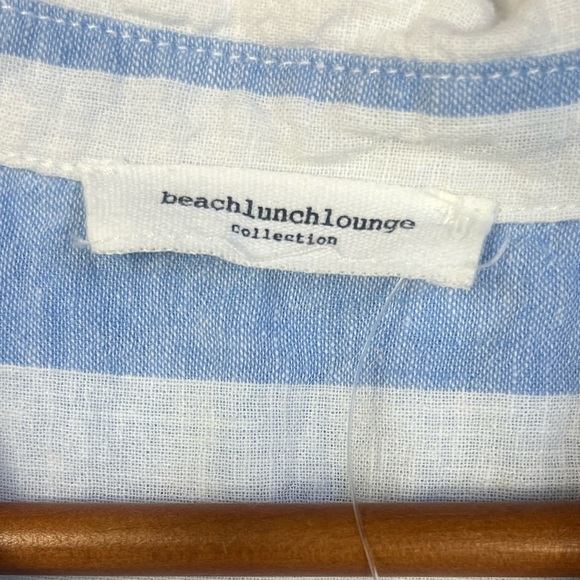 Beachlunchlounge Size XL Linen Blend Striped Top Blouse Button Front Nautical - Picture 5 of 6